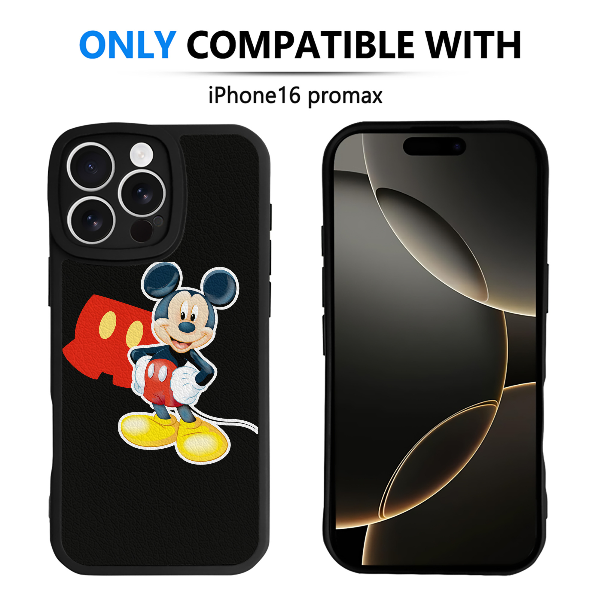 （画像用） ミッキーマウス Mickey Mouse 【iPhone 16シリーズ対応】シリコンスマホケース（レザー調） 材質：シリコン